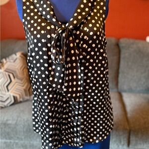 White House Black Market Black and White Polka Dot Blouse